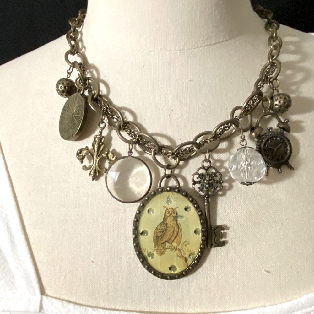 Charming Charlie brushed Antique looking Charm Necklace